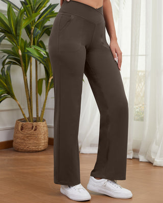Crossover Waist Wide Leg Yoga Pants