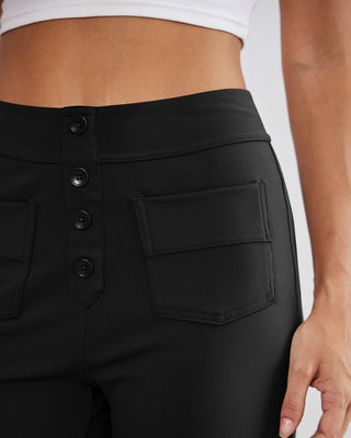 SwanSoft™ Multi-Button Straight Trousers