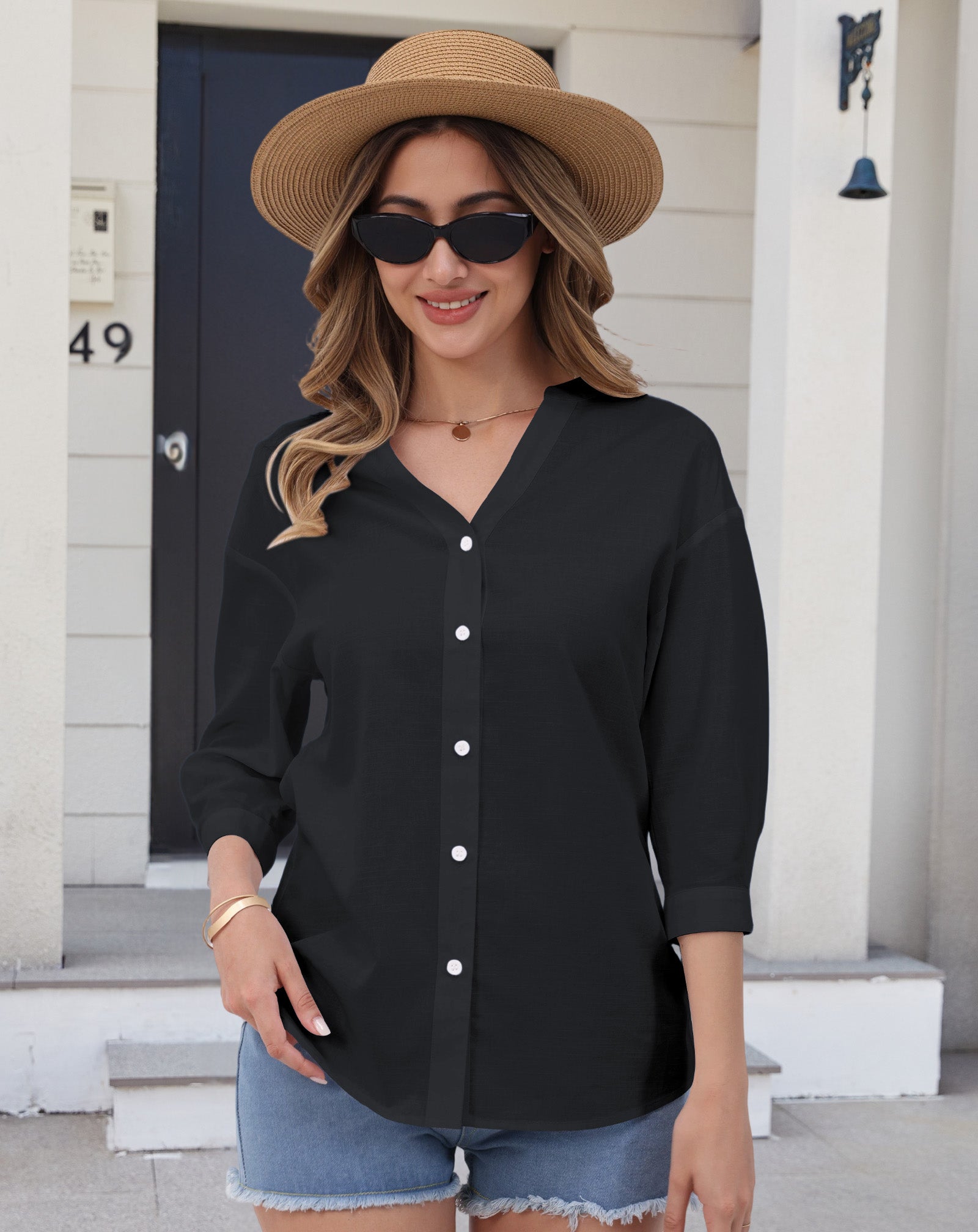 Aura V-Neck Breezy Cotton Top