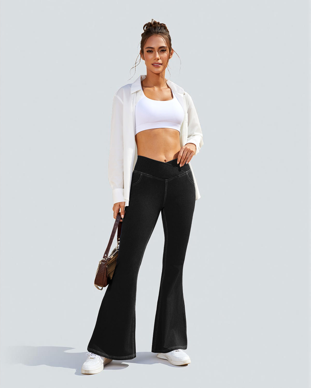 Crossover High Waist Flare Jeans
