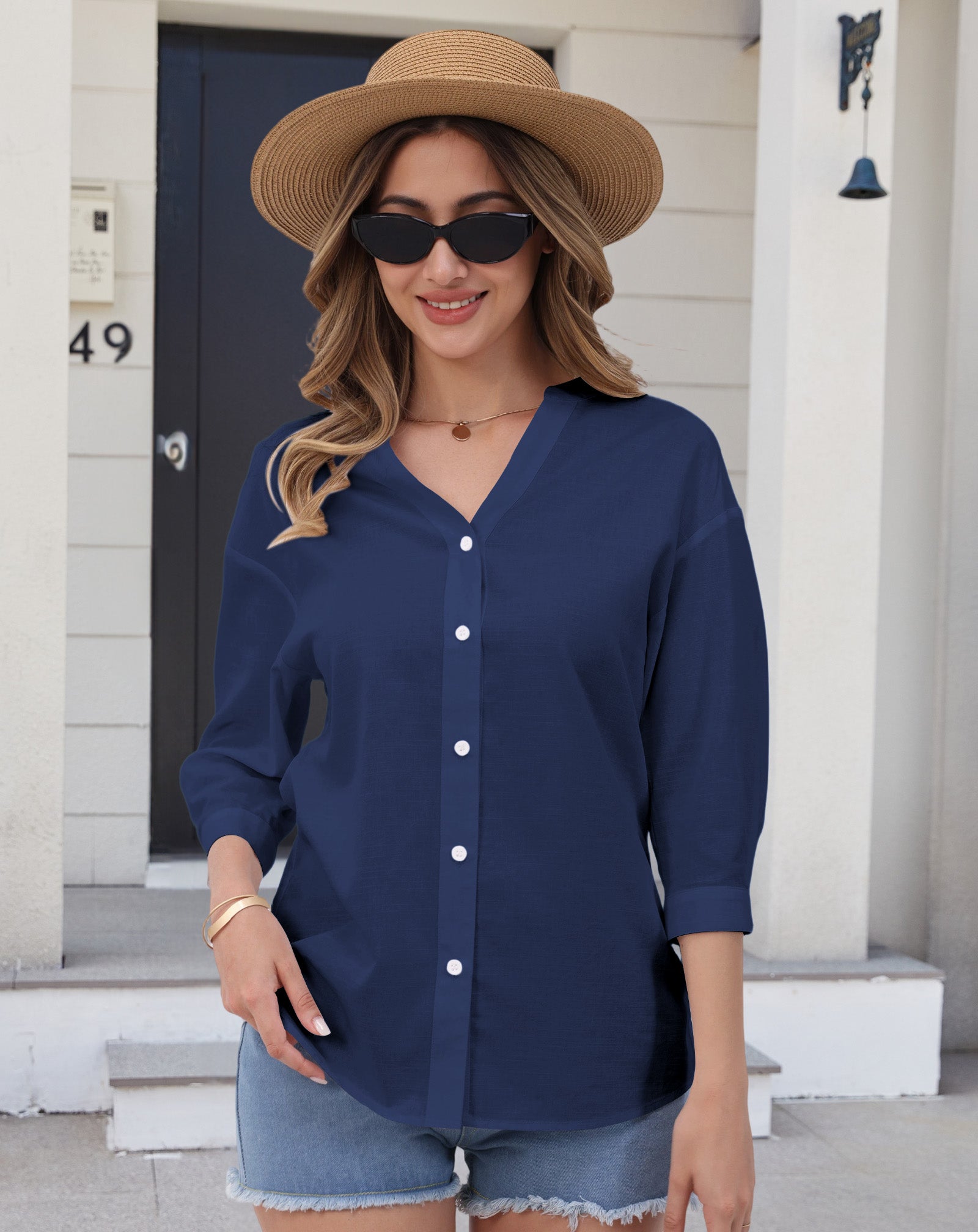 Aura V-Neck Breezy Cotton Top