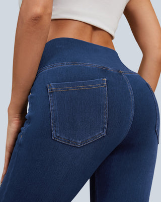 Crossover Waist Stretch Denim Jeggings