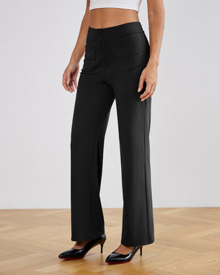 SwanSoft™ Multi-Button Straight Trousers
