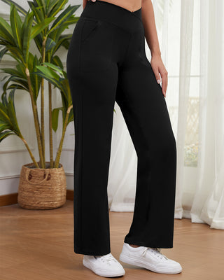 Crossover Waist Wide Leg Yoga Pants