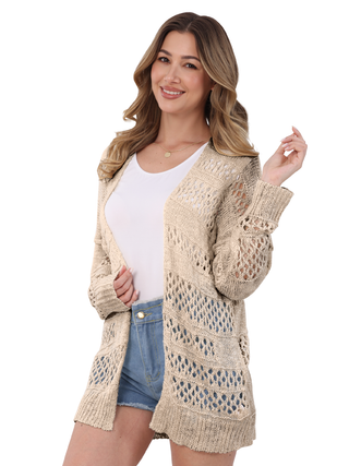 Lattice Weave Open Cardigan