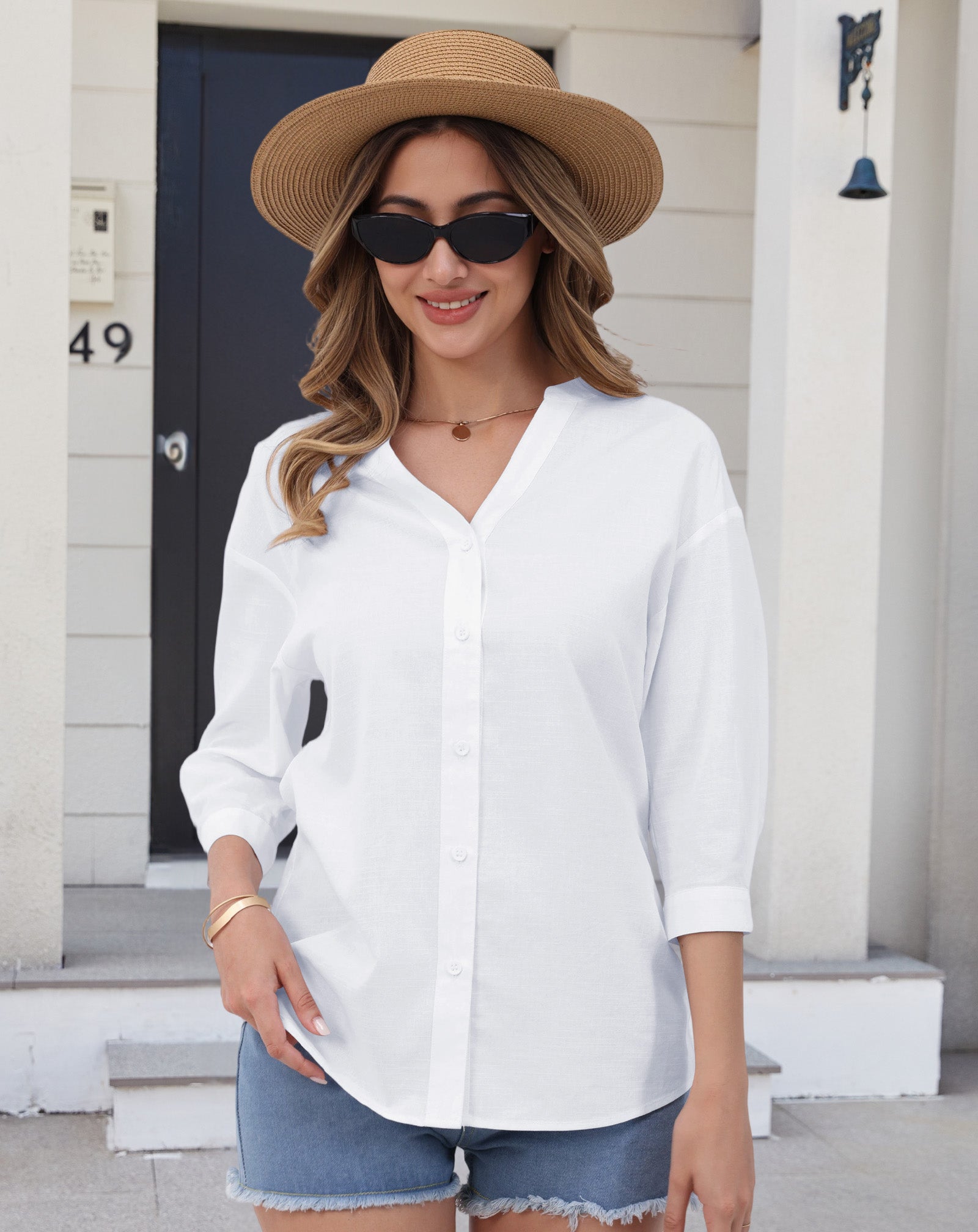 Aura V-Neck Breezy Cotton Top