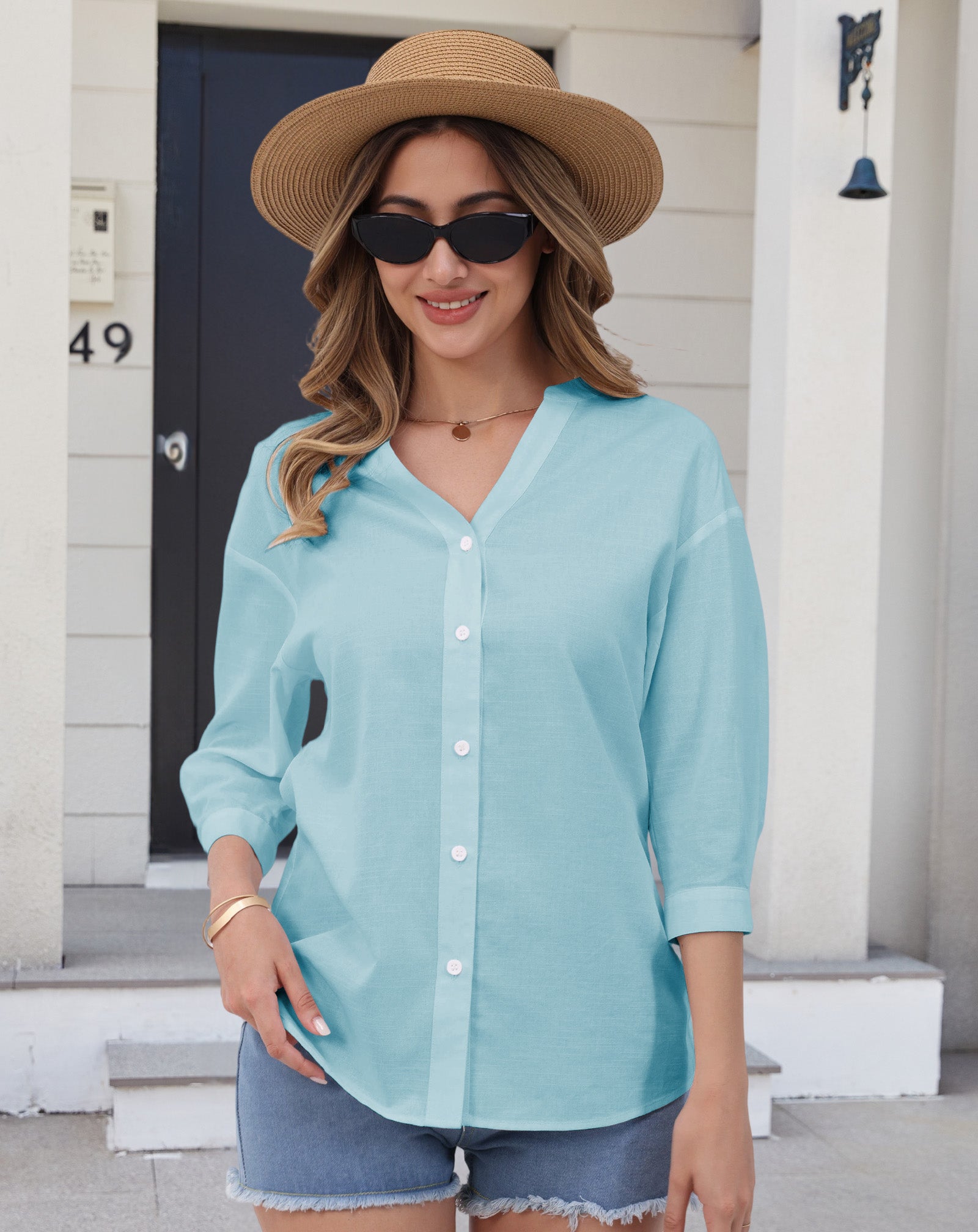 Aura V-Neck Breezy Cotton Top