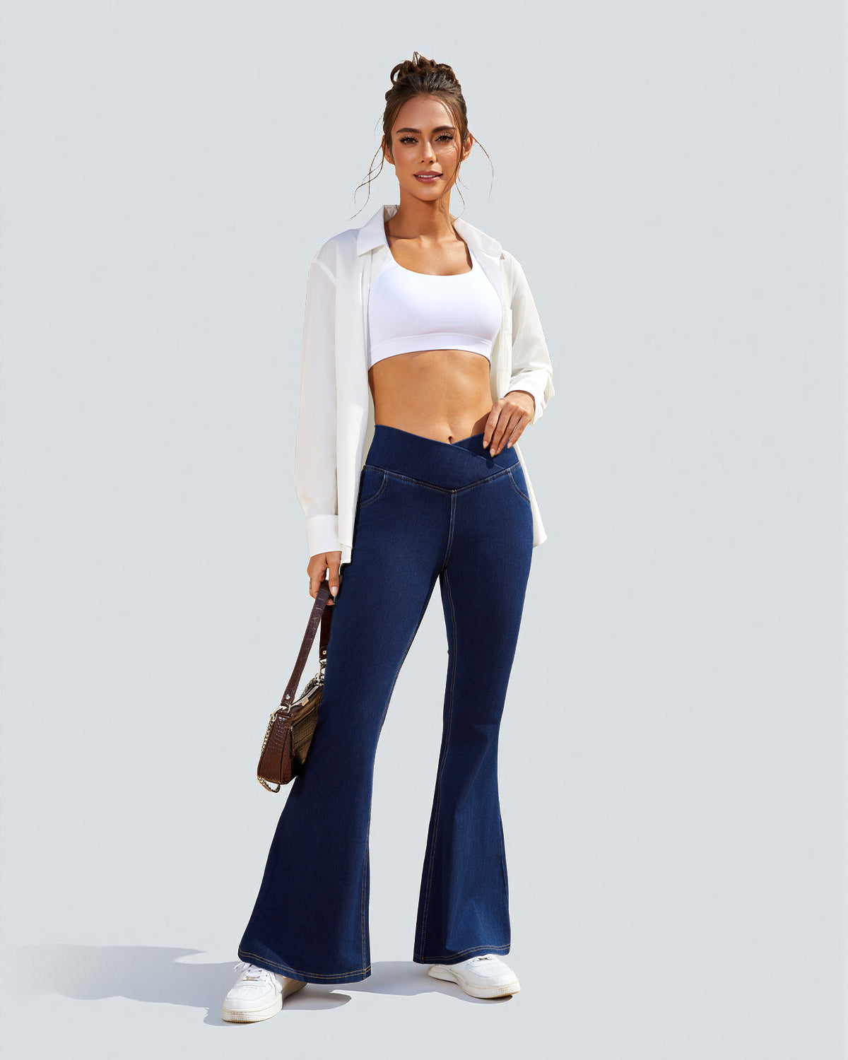 Crossover High Waist Flare Jeans