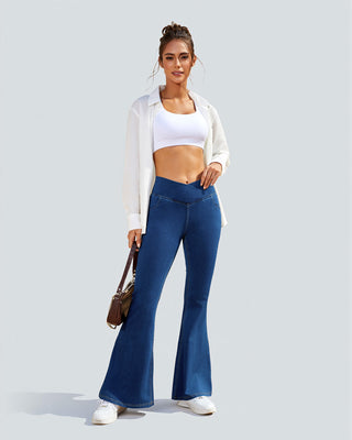Crossover High Waist Flare Jeans