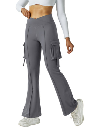 V Waist Cargo Flare Pants