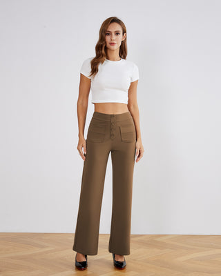 SwanSoft™ Multi-Button Straight Trousers