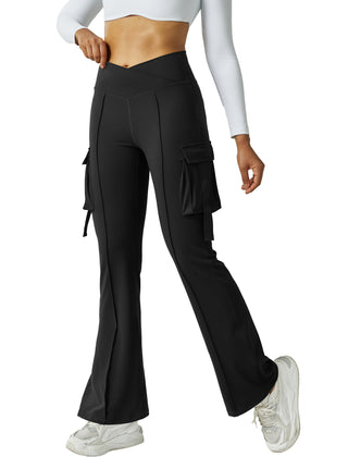 V Waist Cargo Flare Pants