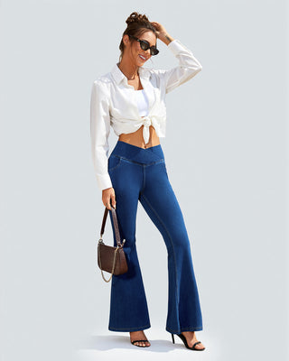 Crossover High Waist Flare Jeans