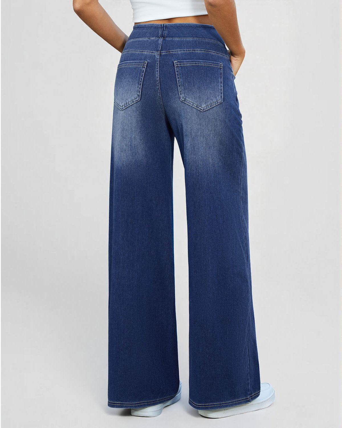 Elastic Pull-On Wide Jeans