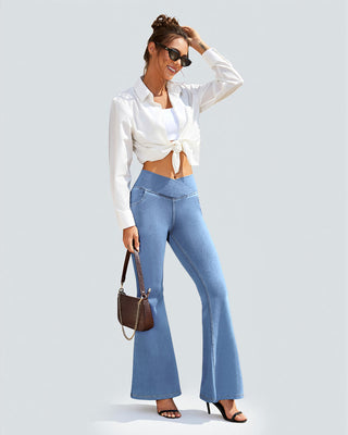 Crossover High Waist Flare Jeans
