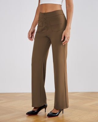 SwanSoft™ Multi-Button Straight Trousers