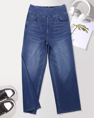 Elastic Pull-On Wide Jeans