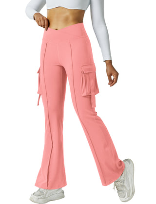 V Waist Cargo Flare Pants