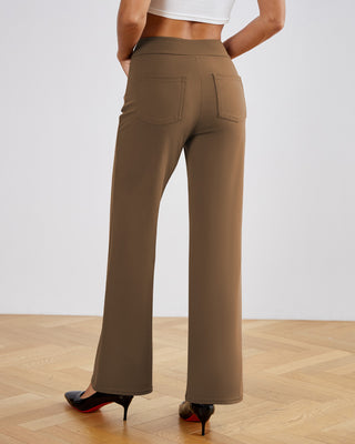 SwanSoft™ Multi-Button Straight Trousers