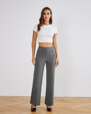 SwanSoft™ Multi-Button Straight Trousers
