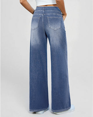 Elastic Pull-On Wide Jeans