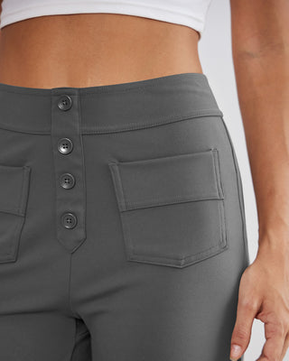 SwanSoft™ Multi-Button Straight Trousers