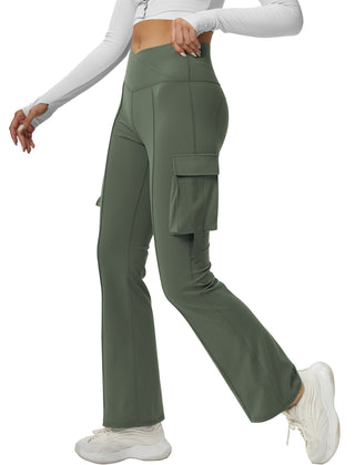 V Waist Cargo Flare Pants