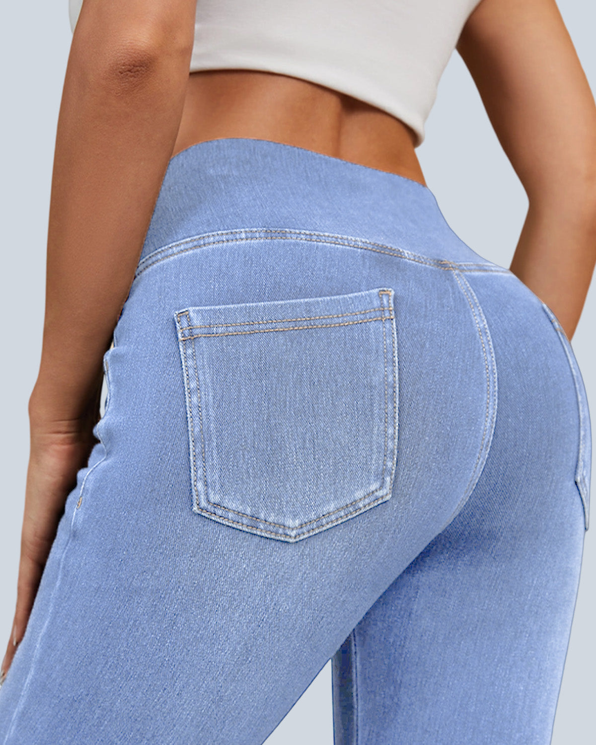 Crossover Waist Stretch Denim Jeggings