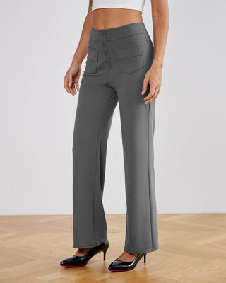SwanSoft™ Multi-Button Straight Trousers