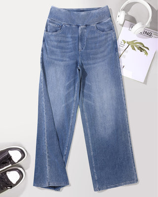Elastic Pull-On Wide Jeans