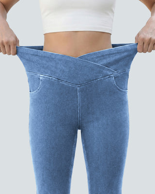 Crossover High Waist Flare Jeans