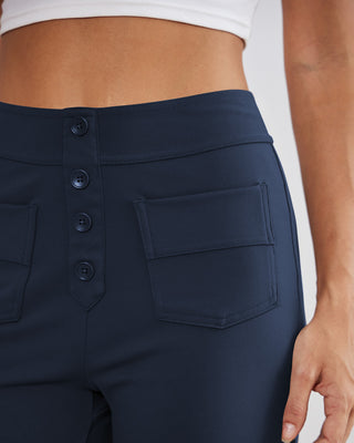 SwanSoft™ Multi-Button Straight Trousers