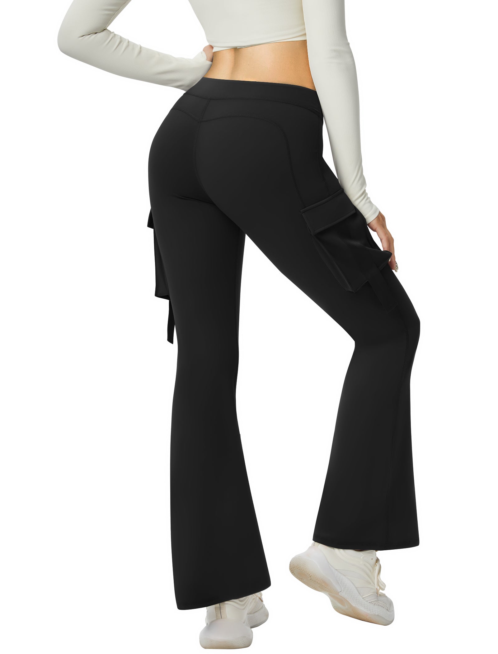 V Waist Cargo Flare Pants