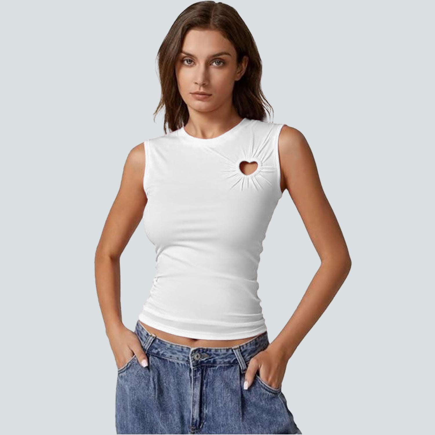 Heart Cutout Tank Top