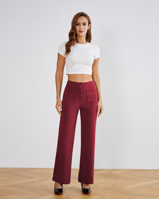 SwanSoft™ Multi-Button Straight Trousers