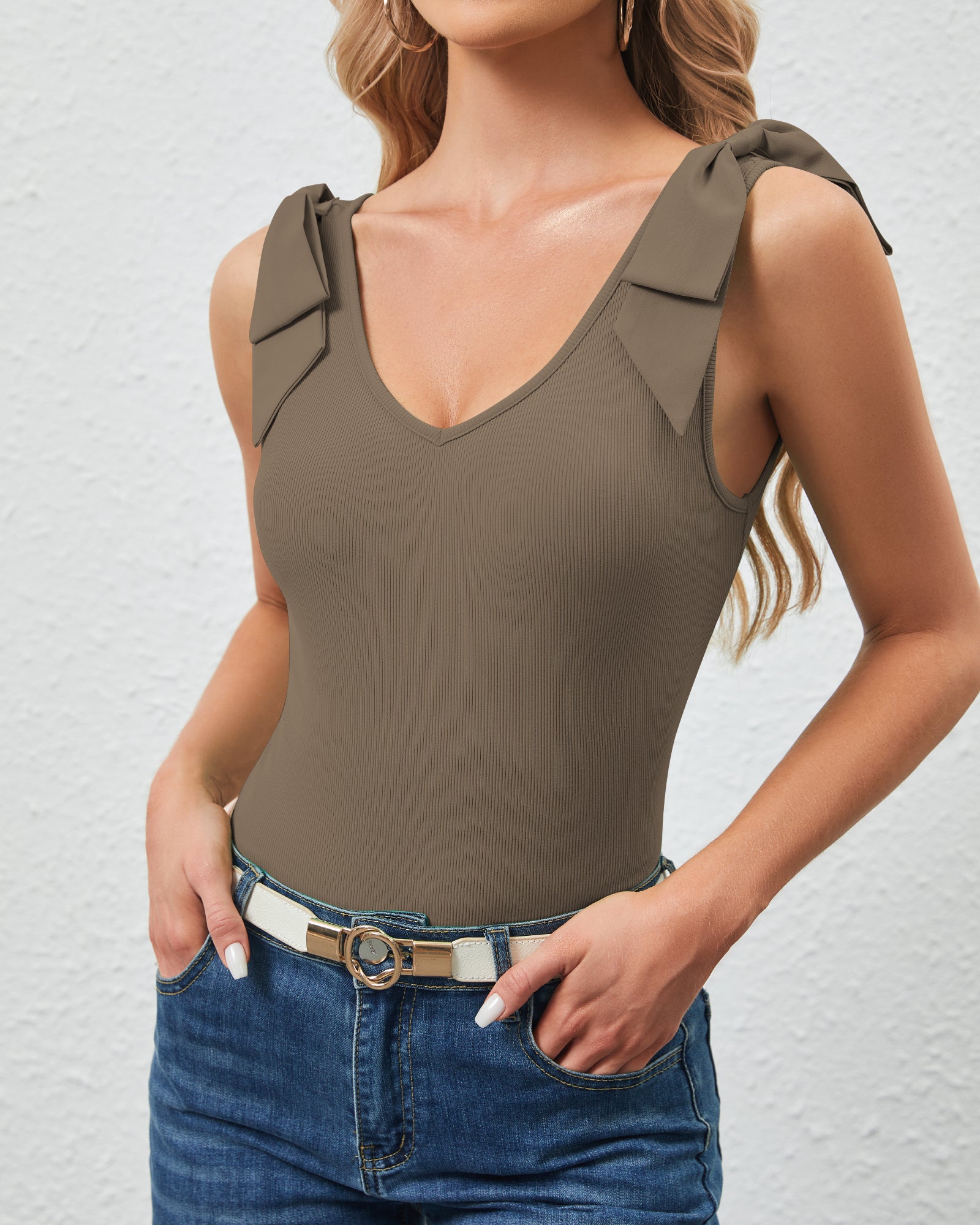 Bow-Tie Shoulder Tank Top