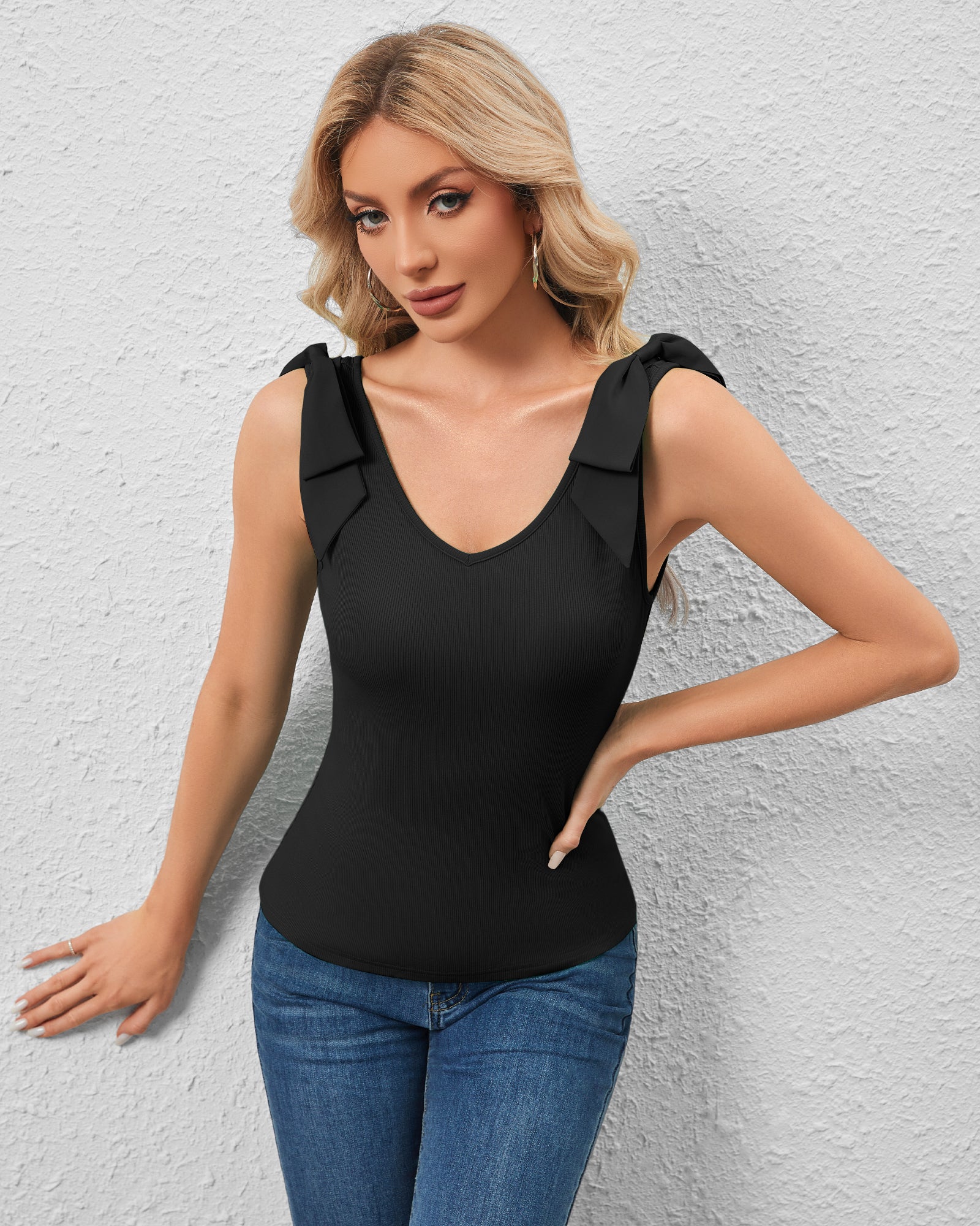 Bow-Tie Shoulder Tank Top