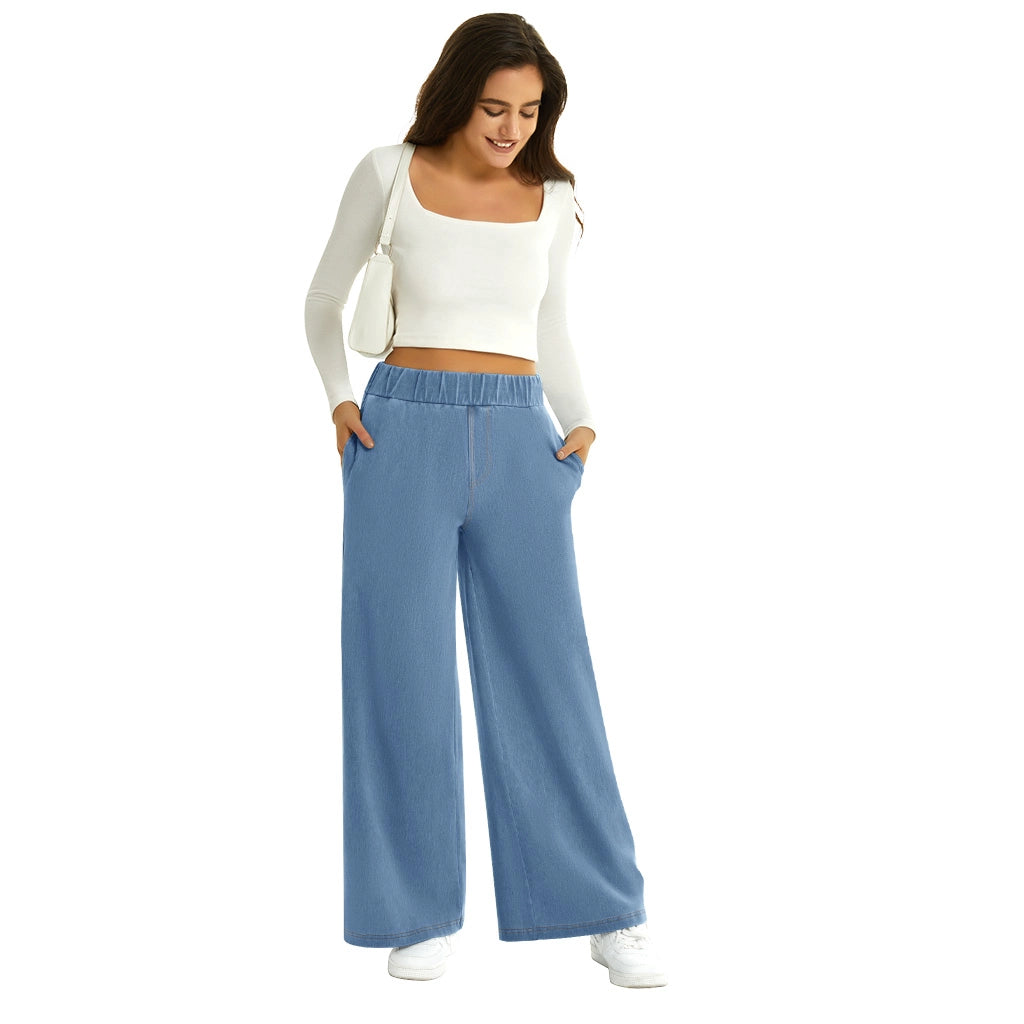 Relaxed Fit Elastic Waist Jeans