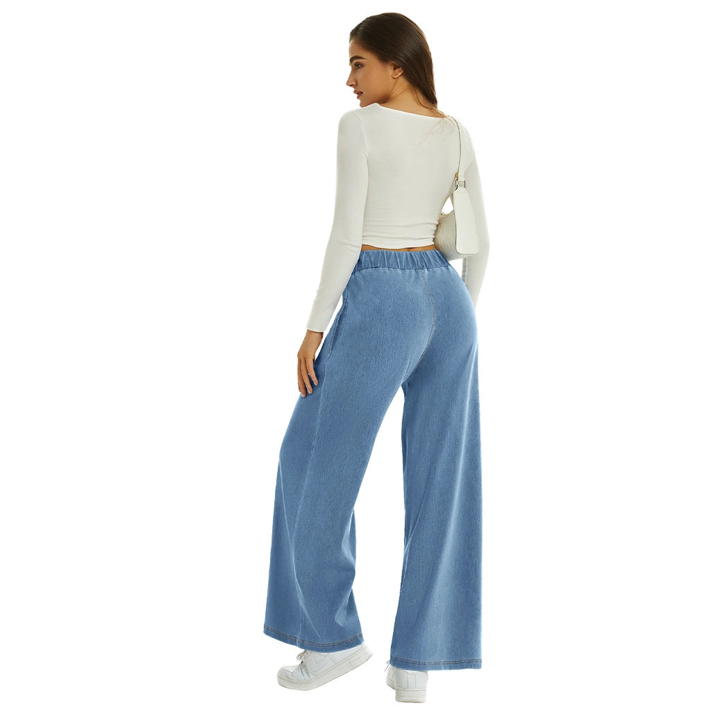 Relaxed Fit Elastic Waist Jeans