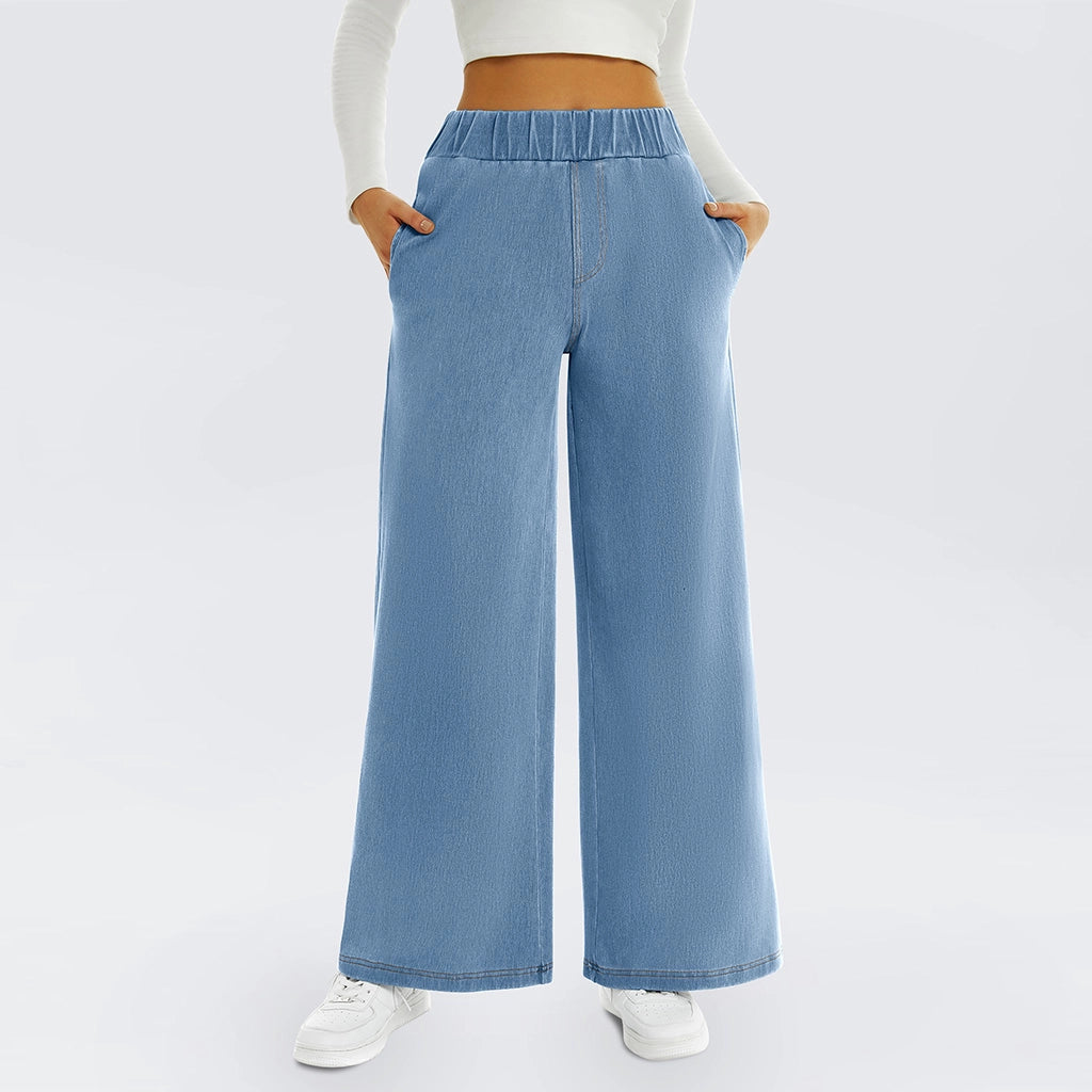 Relaxed Fit Elastic Waist Jeans