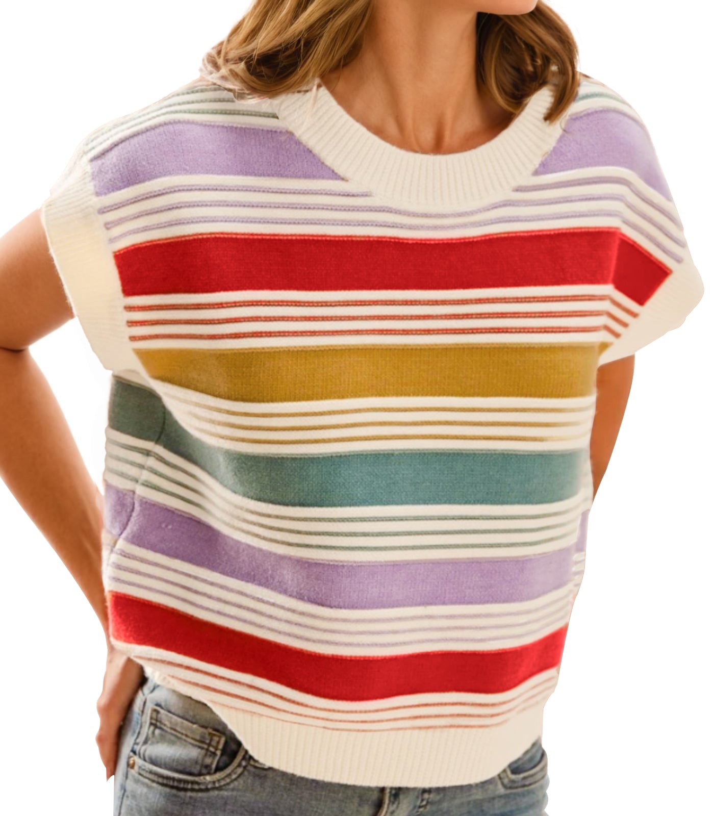 ColorBlock Striped Knit Top