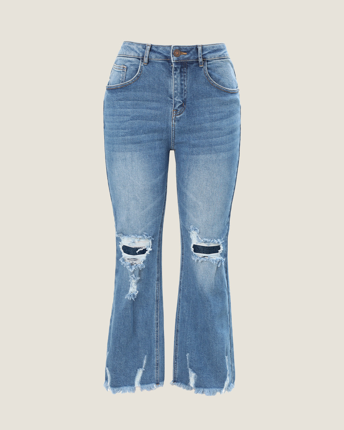 High Waist Distressed Flare Jeans