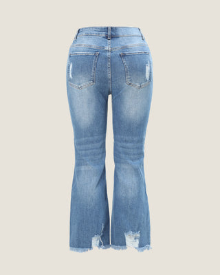 High Waist Distressed Flare Jeans