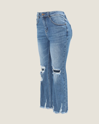 High Waist Distressed Flare Jeans