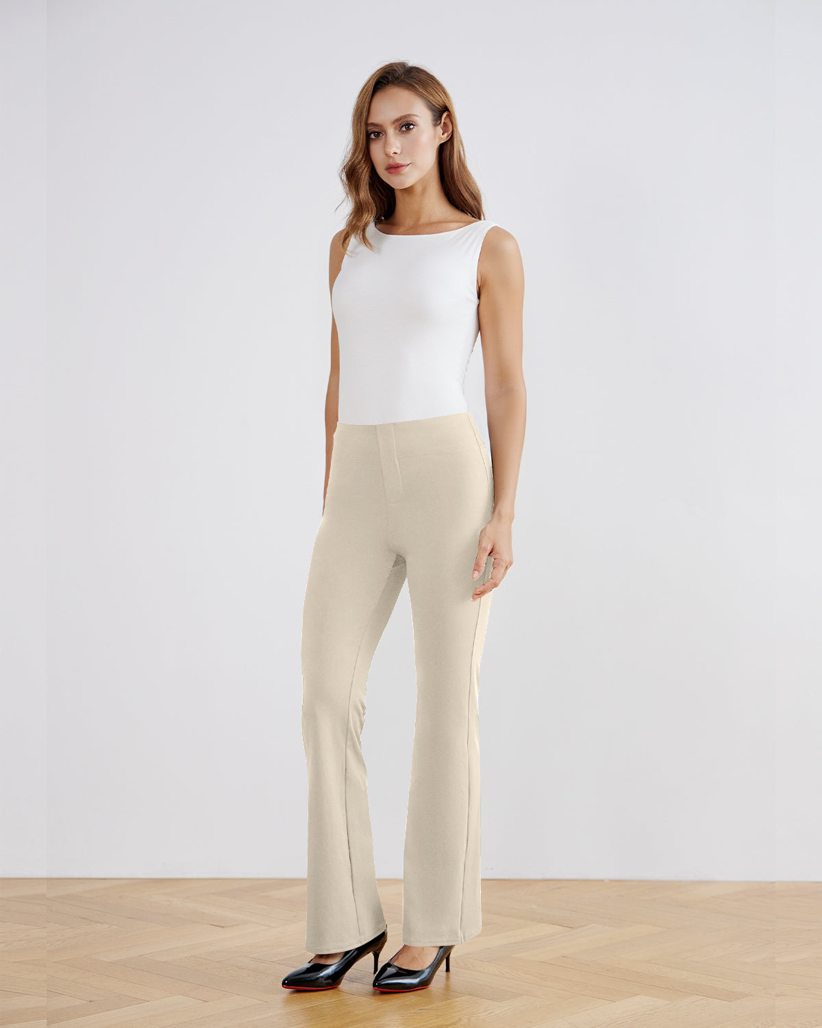 SwanSoft™ Faux-Fly Bootcut Work Trouser