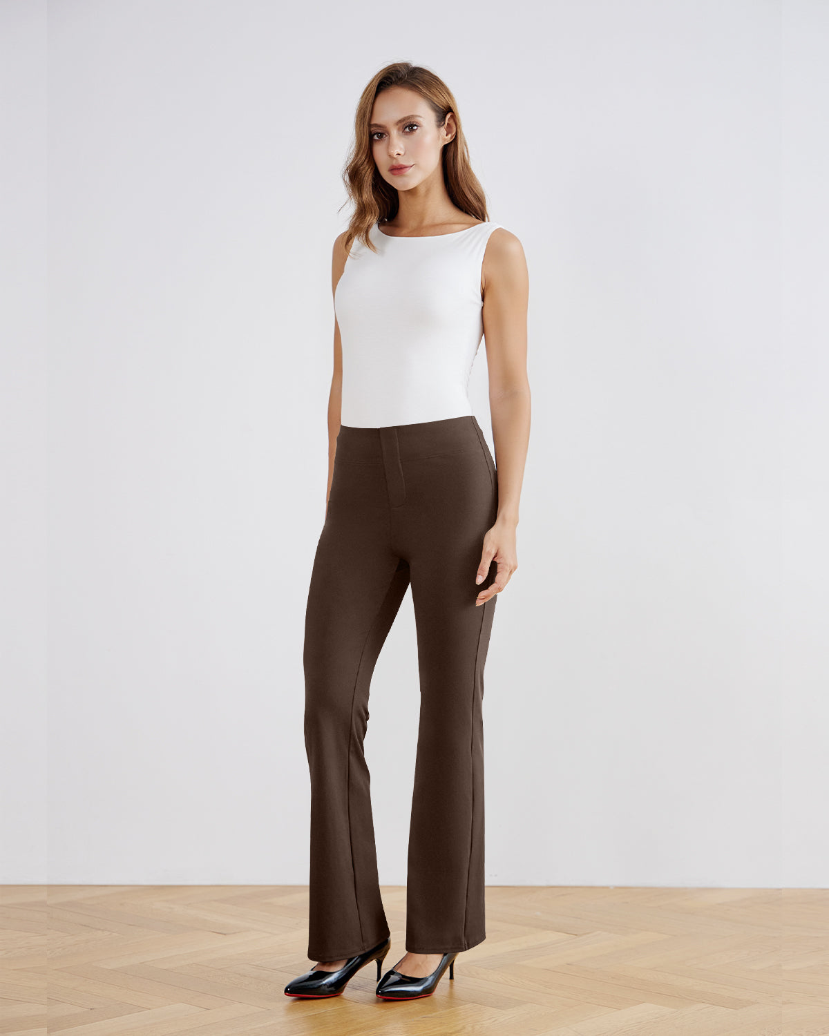 SwanSoft™ Faux-Fly Bootcut Work Trouser