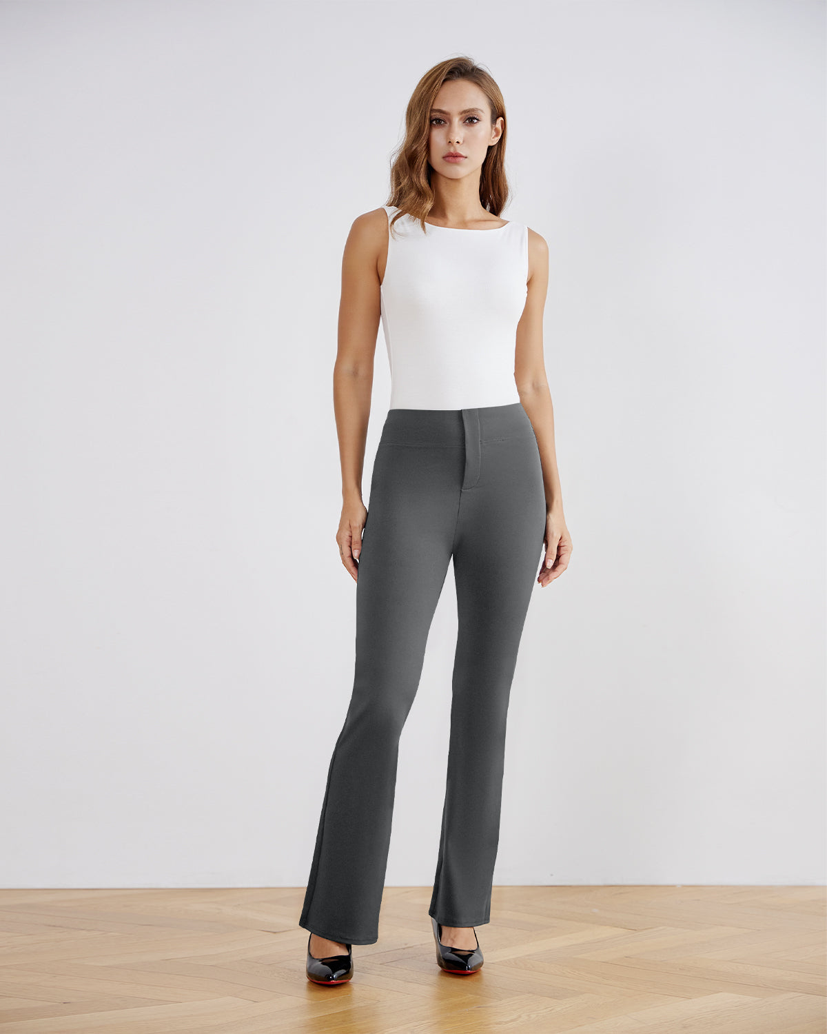 SwanSoft™ Faux-Fly Bootcut Work Trouser