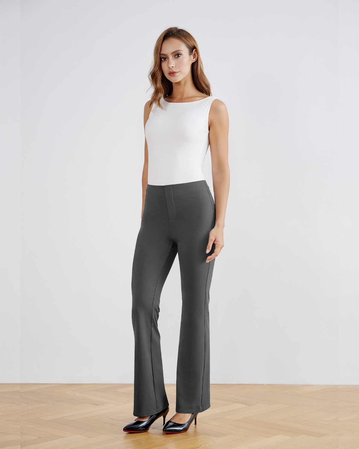 SwanSoft™ Faux-Fly Bootcut Work Trouser