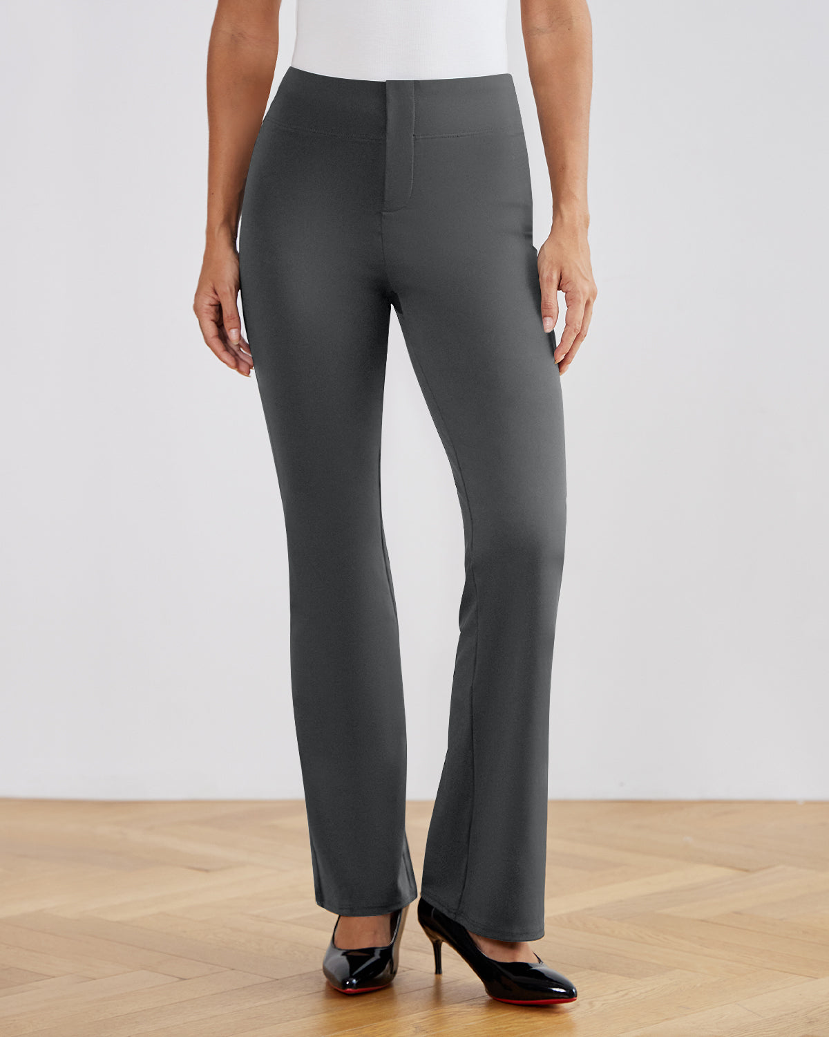 SwanSoft™ Faux-Fly Bootcut Work Trouser