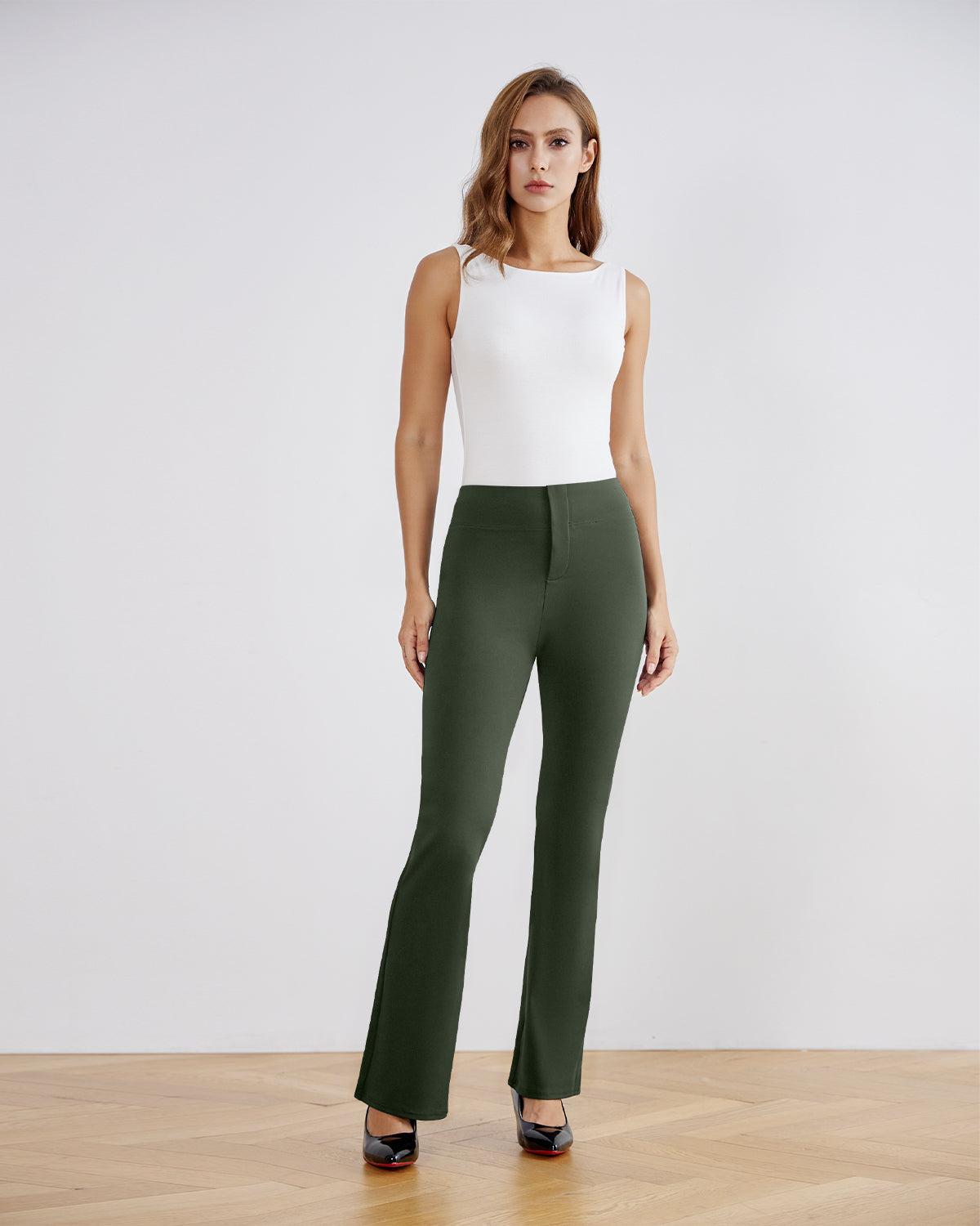 SwanSoft™ Faux-Fly Bootcut Work Trouser